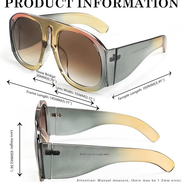 Retro Trendy Aviator Sunglasses - Picture 2 of 6